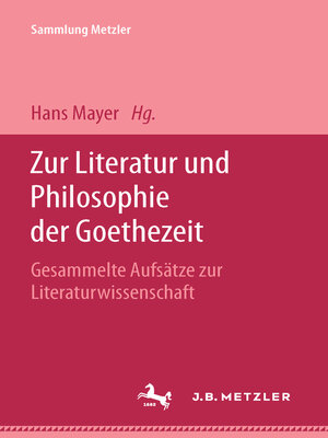 cover image of Zur Literatur und Philosophie der Goethezeit